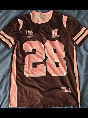 Black & Pink '28' Athletic Tee with Letter N Crest